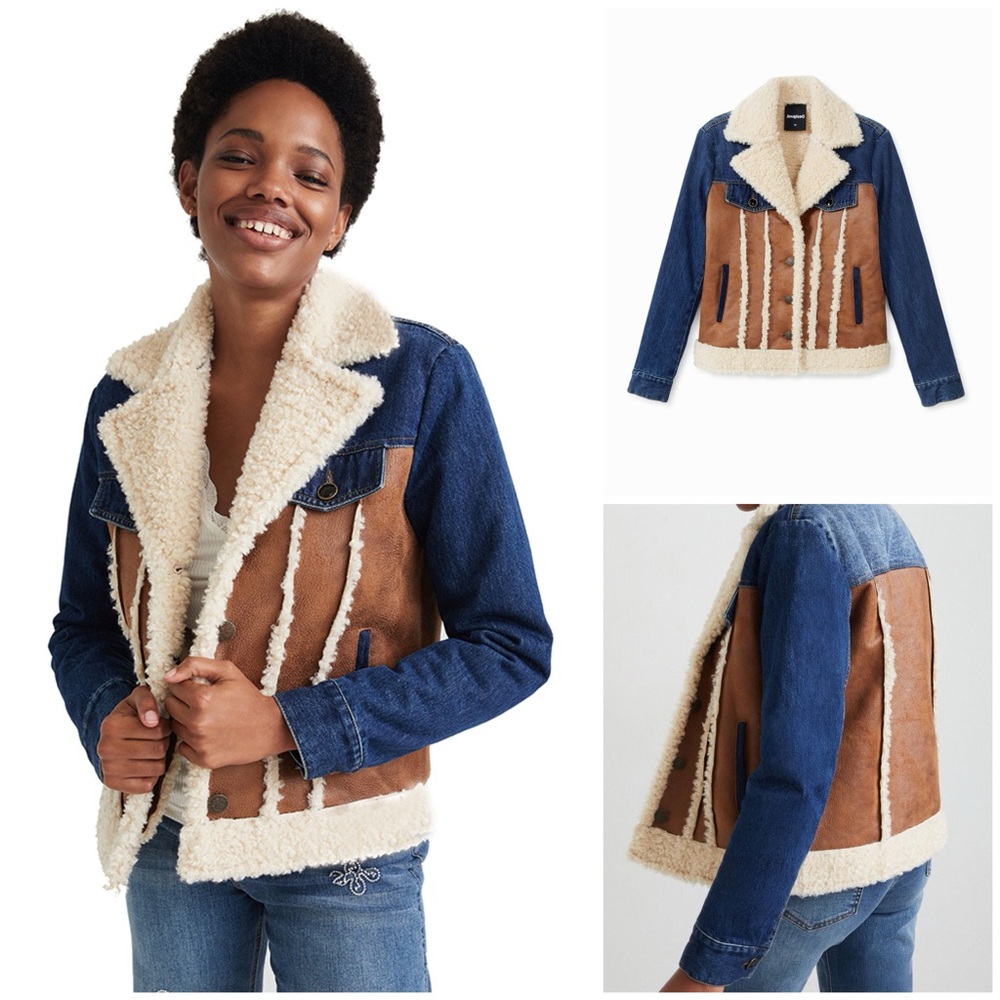Desigual ~ DANIELA DENIM FLEECE & FAUX SUEDE JACKET